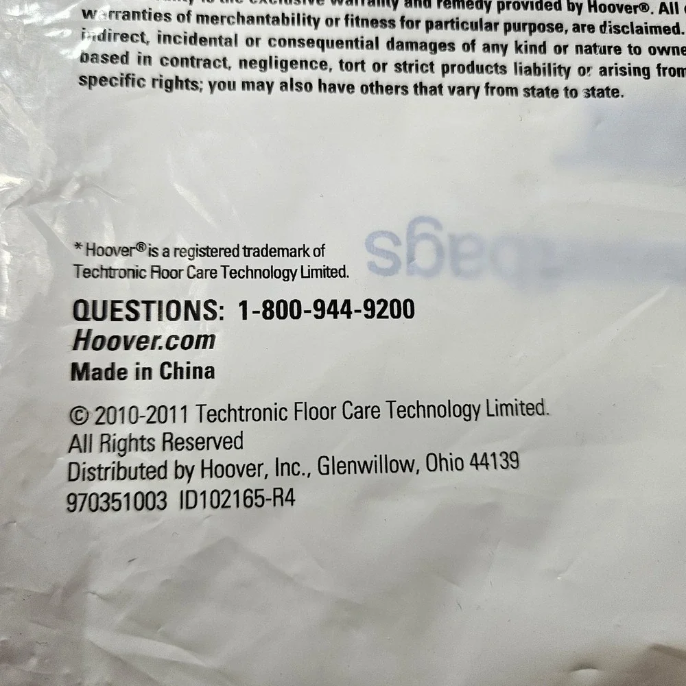 Vac Hoover Y/Z Vacuum Bags Allergen Media WindTunnel Upright Style YZ 3 Pack